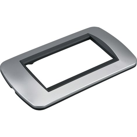 Placca Plastica Ovale MBL 4 Moduli/Posti Compatibile Bticino Living 3 Colori Disponibili (Grigio/Silver)