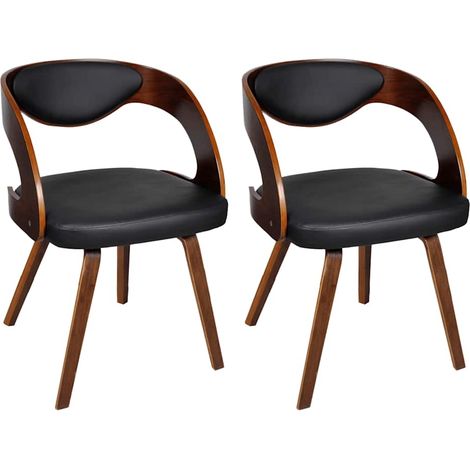 Lot de 2 Chaises de salle à manger - Chaises de cuisine marron similicuir (1/5)