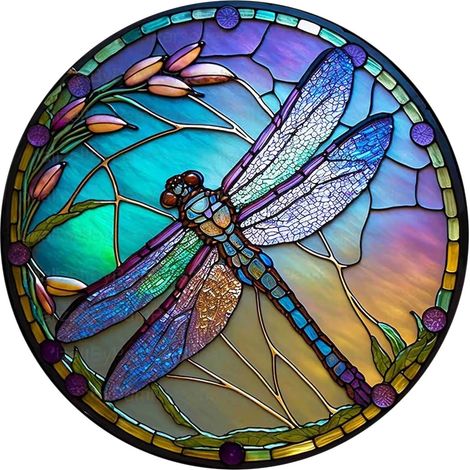 Pendentif Vitrail Peint - Panneau Murale Suncatcher 20 x 20 cm - Décoration Fenêtre Intérieure Jardin Salle de Bain Salon - 1 Pièce (1/5)