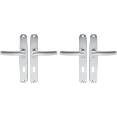 1 Ensemble Poignée De Porte Sur Plaque Entraxe 195 Mm Carré 7 Mm Aluminium Pour Chambre Bureau (1/3)