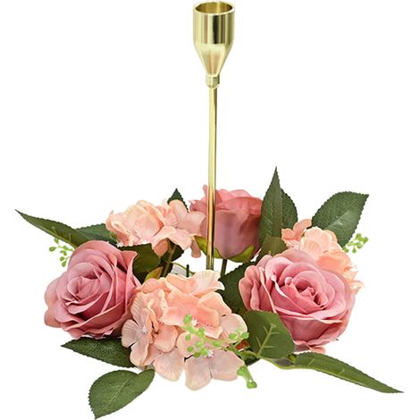 GARRYFIZH Couronne de bougies, décoration de table en roses artificielles, décoration de mariage de Noël (1/5)
