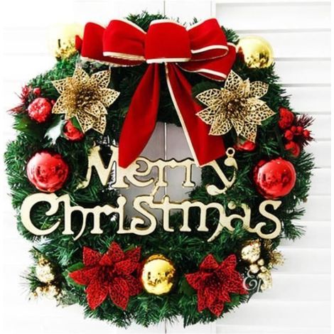 Couronne de Noël Artificielle Suspendue - Décoration de Noël - Rouge - PVC - Extérieur (1/4)