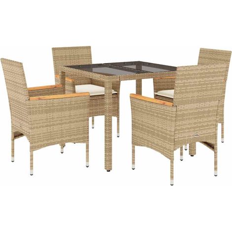 Maison Exclusive - Set comedor jardín 5 pzas cojines ratán sintét (1/5)