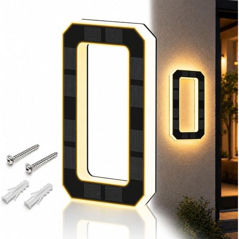 JSSEVN - Numero de Maison Solaire Illuminé pour Extérieur étanche, Plaque de Numéro de Maison Illuminée Solaire, Numéro de Maison Lumineux Noir (0, 23 cm) (1/5)