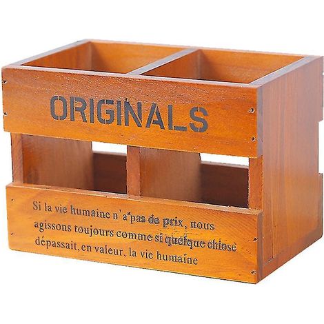 1 boîte de rangement pour stylos en bois