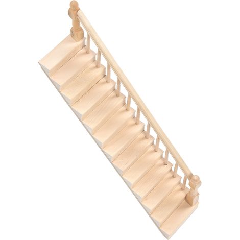 Escalier Miniature 1/12 Maison de Poupée en Bouleau, Angles Arrondis et Finition Brillante pour Loisirs Créatifs DIY (1/5)