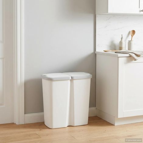 vidaXL Cestino della Spazzatura Bianco 48,5 x 28 x 51 cm PP (1/5)