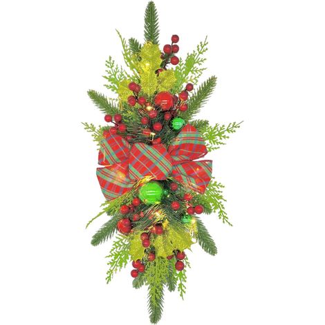 Guirlande Artificielle De Noël - Guirlande D'escalier Sans Fil - Décor En Forme De Larme Pour Porte Et Escalier - 60 x 30 cm - 1 Pièce (1/5)