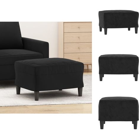 Polsterhocker - Living Fußhocker Schwarz 60x50x41 cm Samt (1/5)