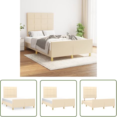The Living Store Bettgestell ohne Matratze Creme 120x200 cm Stoff - Bettsofa - Boxspringbetten - Lattenrost - Doppelbett - Einzelbett (1/5)