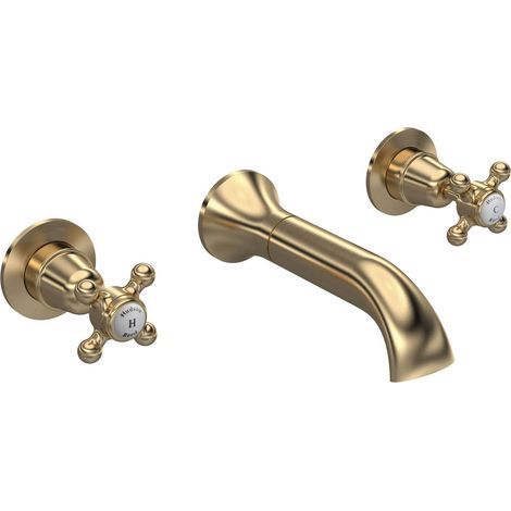 Hudson Reed Topaz Dome Wall Mounted Bath Filler Tap - Brushed Brass