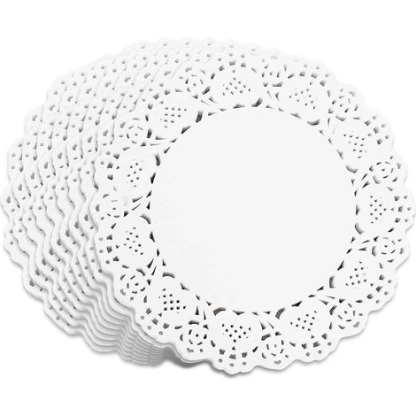 Serviette En Dentelle - Papier Sous-Plat Rond Pour Gâteaux - 8,8 cm - Décoration Table Mariage Et Événements - Lot De 100 (1/5)