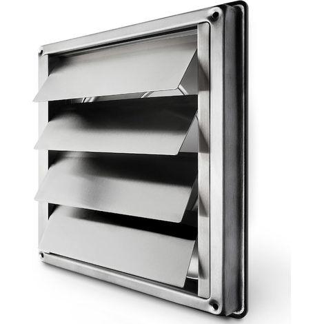 Grille de ventilation à clapet anti-retour, en acier inoxydable, pour conduit de diamètre 125 mm, à lamelles avec fermeture automatique (1/5)