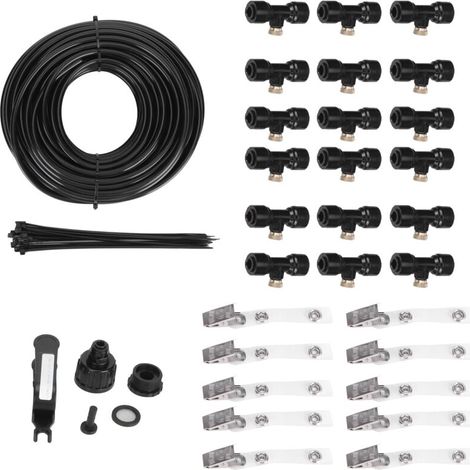 Kit irrigation jardin 19m, arrosage brumisation avec tête laiton basse pression, refroidissement et humidification (1/5)