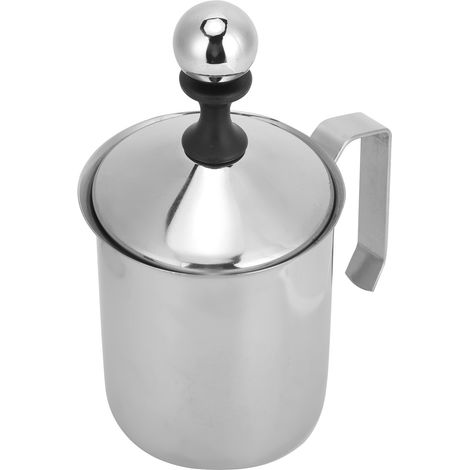 Manueller Milchaufschäumer aus Edelstahl 304 (400 cm³) für Kaffee und Latte Art (1/5)
