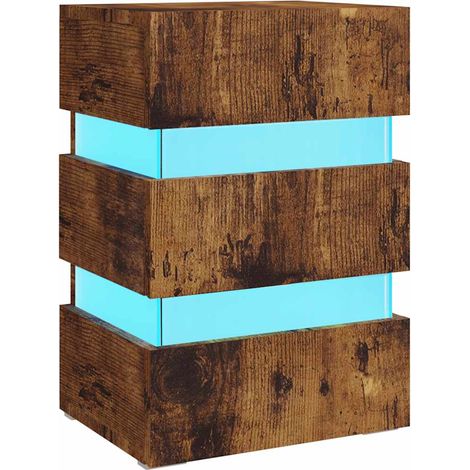 Maison Exclusive - Mesita de noche LED madera ingeniería roble ah (1/5)