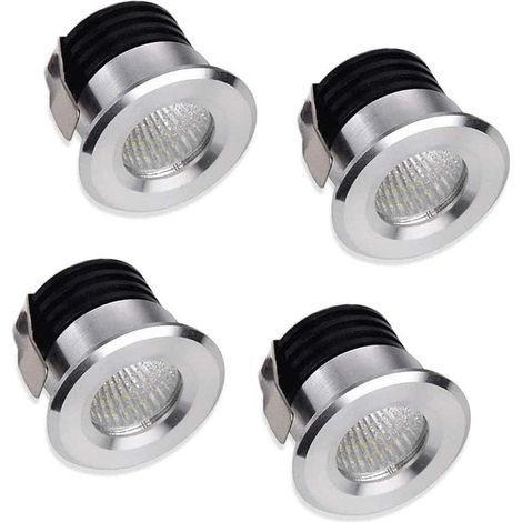 AHLSEN 4 x Mini Spot LED Encastré Mini Projecteurs 3W LED Blanc Chaud Pour Vitrine Station Intérieur Éclairage Plaque de plâtre Incl.Seperated Transformateur (1/5)