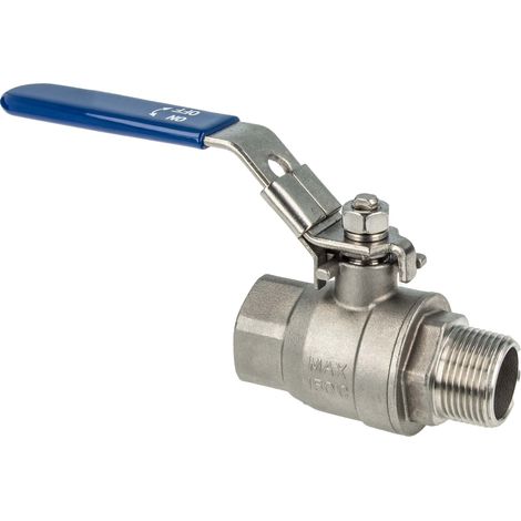 tecuro Edelstahl V4A (AISI 316) Kugelhahn 1/2 Zoll DN 15, AG/IG, PN 64, absperrbar