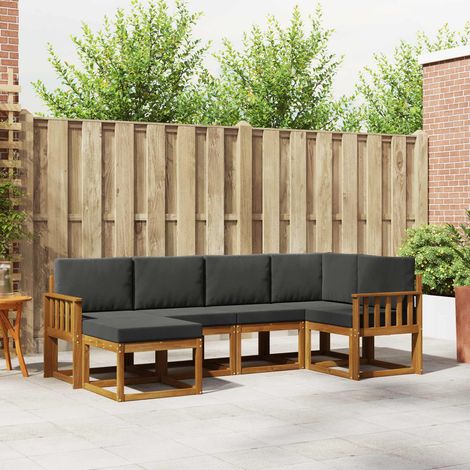 Outdoor-Sofagarnitur mit Kissen 6 pcs Natur und Anthrazit