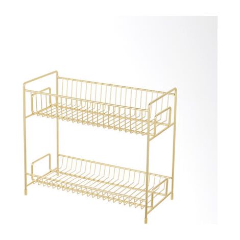 Étagère à épices pour comptoir à 2 niveaux, support de rangement sur pied pour armoire de cuisine, Or riche (1/5)