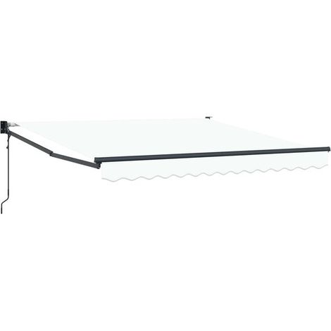 Store banne rétractable blanc, 350 x 250 cm, en polyester et aluminium. (1/5)