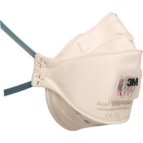 Masque de protection respiratoire Aura™ 9322+Gen3 FFP2 / V NR D avec soupape d’expiration, pliable