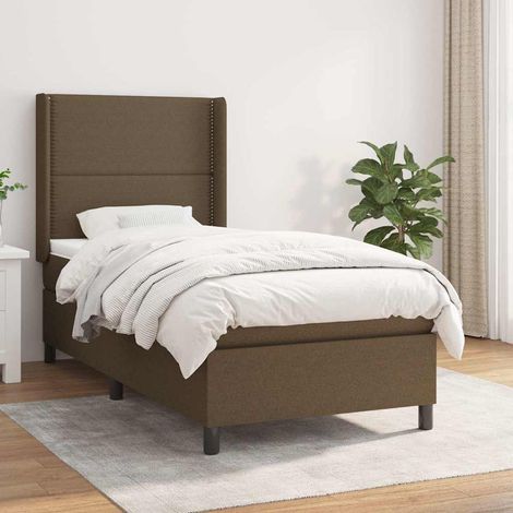 vidaXL Sommier à lattes de lit avec matelas Marron foncé 90x190 cm (1/5)