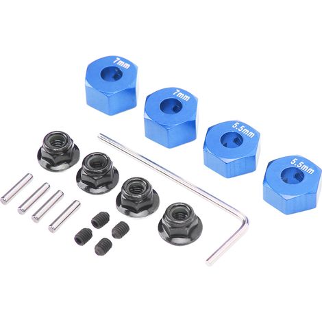 Zubehörset für sechseckige RC-Radnaben aus Aluminiumlegierung, 12 mm Durchmesser, 5,5 mm und 7 mm Dicke. (1/5)