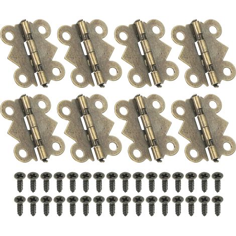 Mini Charnières pour Boîtes à Bijoux 20mm, 8 Pcs 90 Degré Mini Charnières Papillon avec 32 Vis pour Armoire, Boîte en Bois, Tiroir, Artisanat, Couleur Bronze (1/5)