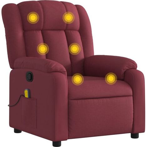 Fauteuil de massage inclinable en tissu rouge bordeaux (1/5)