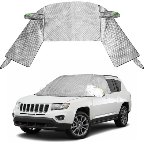 Housse de pare-brise de voiture pour berline 2 portes 3 boîtes Berline, pare-soleil de fenêtre avant avec housse de rétroviseur latéral, protection contre la neige et le gel (argent, SUV)
