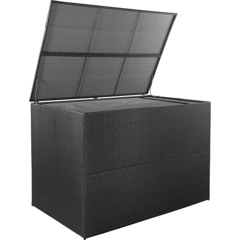Contenitore da giardino/box 150 x 100 x 100 cm resina intrecciata nera 020013113