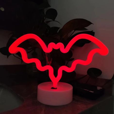 Veilleuse d'Halloween, lumière LED, néon, décoration lumineuse d'Halloween Red Base (1/5)
