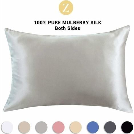 (Silbergrau) Wendbarer Seidenkissenbezug 19 mm – silbergrau – 50 x 75 cm (1/4)