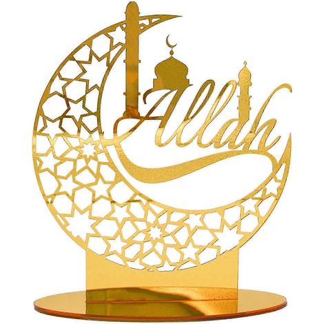 Ornement de lune en acrylique pour l'Aïd et le Ramadan, décoration de table pour le salon.-Gold A (1/5)