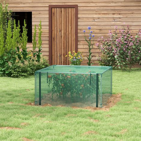 Rete di protezione per piante e ortaggi, con porta a cerniera, struttura in acciaio, 125x125x62,5 cm, verde/argento
