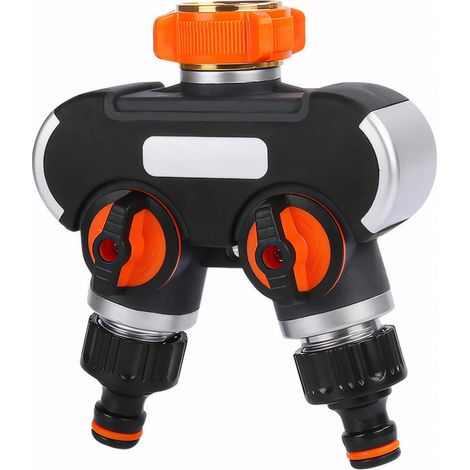 Connettore per tubo da giardino, sdoppiatore a 2 vie per tubo, sdoppiatore a 2 vie per rubinetto da giardino, raccordo per tubo da 3/4" e 1/2" per lavatrice, cucina, rubinetto esterno (1/5)