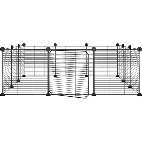 Cage,Enclos pour animaux de compagnie à 12 panneaux et porte Noir 35x35 cm -12671 (1/5)