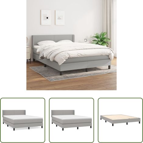 Matratze - Boxspringbett mit Matratze Hellgrau 140x200 cm Stoff (1/5)