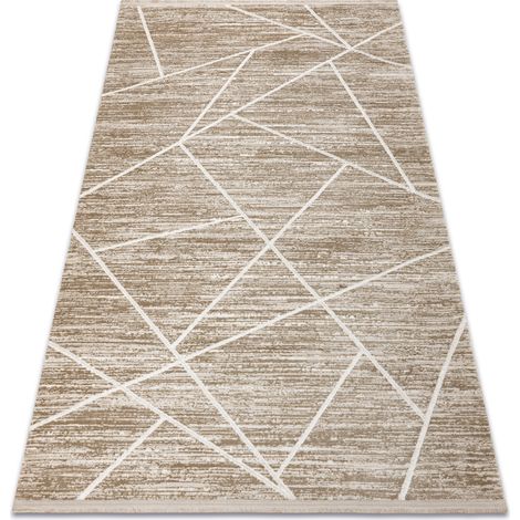 Moderner Teppich DUKE 51557 beige / creme - Geometrisch, strukturiert, sehr weich, Fransen beige 160x220 cm