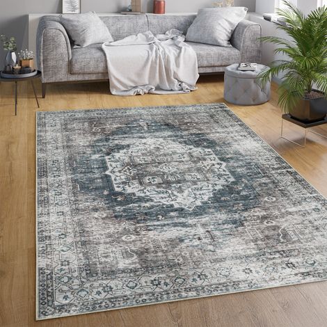 Paco Home Tappeto Salotto Moderno Soggiorno Tessuto Liscio Moderno Persiano Motivo Lavabile 160x220 cm, Grigio
