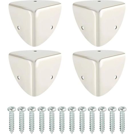 4 Pcs, Brossé Protection Coin de Table Protection d'angle en Métal Antirouille Protecteur et Décoration Antichoc de Sécurité pour Tables et Meubles Pointus (1/5)
