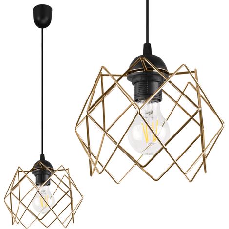 SUSPENSION CLOCHE STELLA 1 PLAQUE ABAT-JOUR DORÉ E27 (1/5)