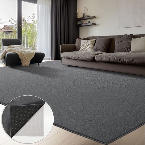 VOUNOT® Tappeto Morbido a Pelo Corto 240x340 cm con Doppio Sistema Antiscivolo, Stile Moderno, Antracite