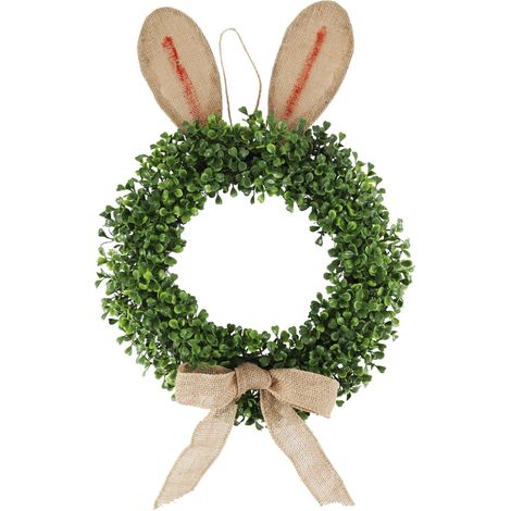 Guirlande De Pâques - Lapin En Peluche Avec Oreilles Et Fleurs - 60 Cm - Décoration Printemps Été Pour Porte Mur Fenêtre - 1 Pièce (1/5)