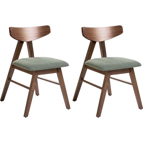 Set di 2 sedie da pranzo con seduta imbottita in poliestere e struttura in legno di gomma Sala da pranzo cucina marrone e verde Lacota (1/5)