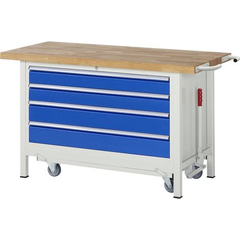 Rau Werkbank mit Fahrgestell 8362, B1500xT700xH880mm, 4x Schublade-TA (1/5)