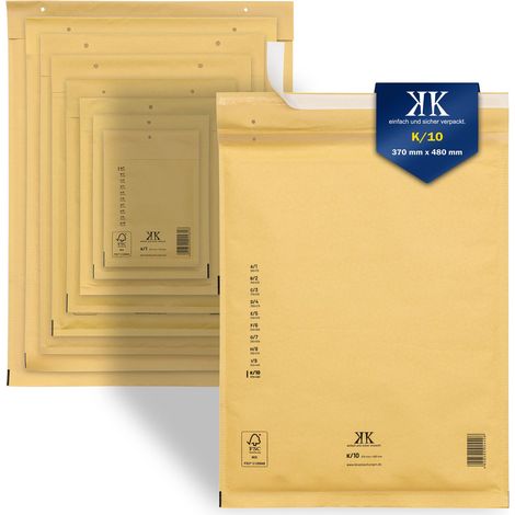 50 Luftpolster-Versandtaschen K10 K/10 370x480mm (Außenmaß) Braun (1/5)