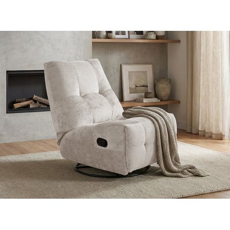 Fauteuil relax pivotant en velours chiné beige LISON