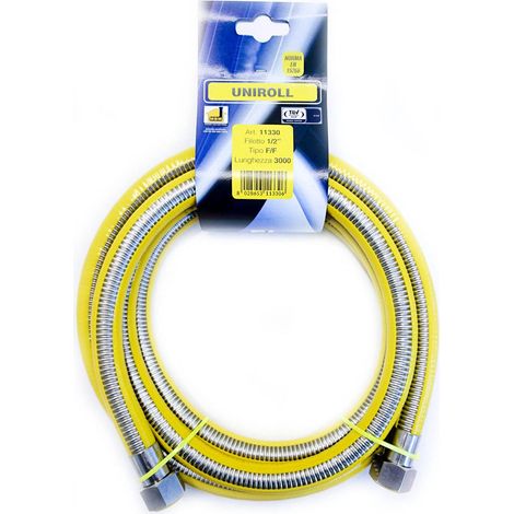 Tubo de gas de acero inoxidable con revestimiento flexible de 300 cm UNI EN 15266